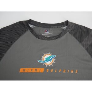 Majestic Miami Dolphins Cool Base Shirt XL Gray Raglan Performance NFL VGUC